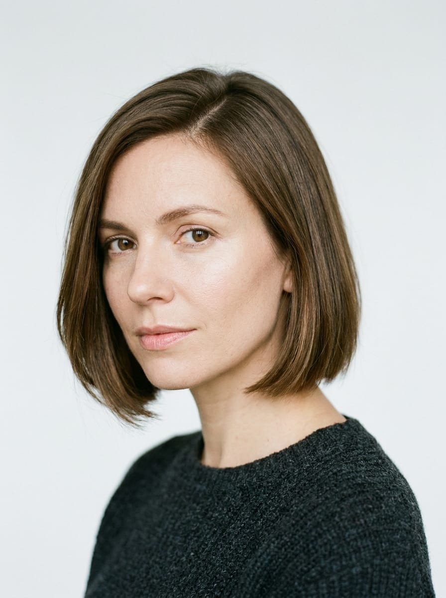 Mocha Bob mit Seitenscheitel - Kurze braune Bob Frisuren